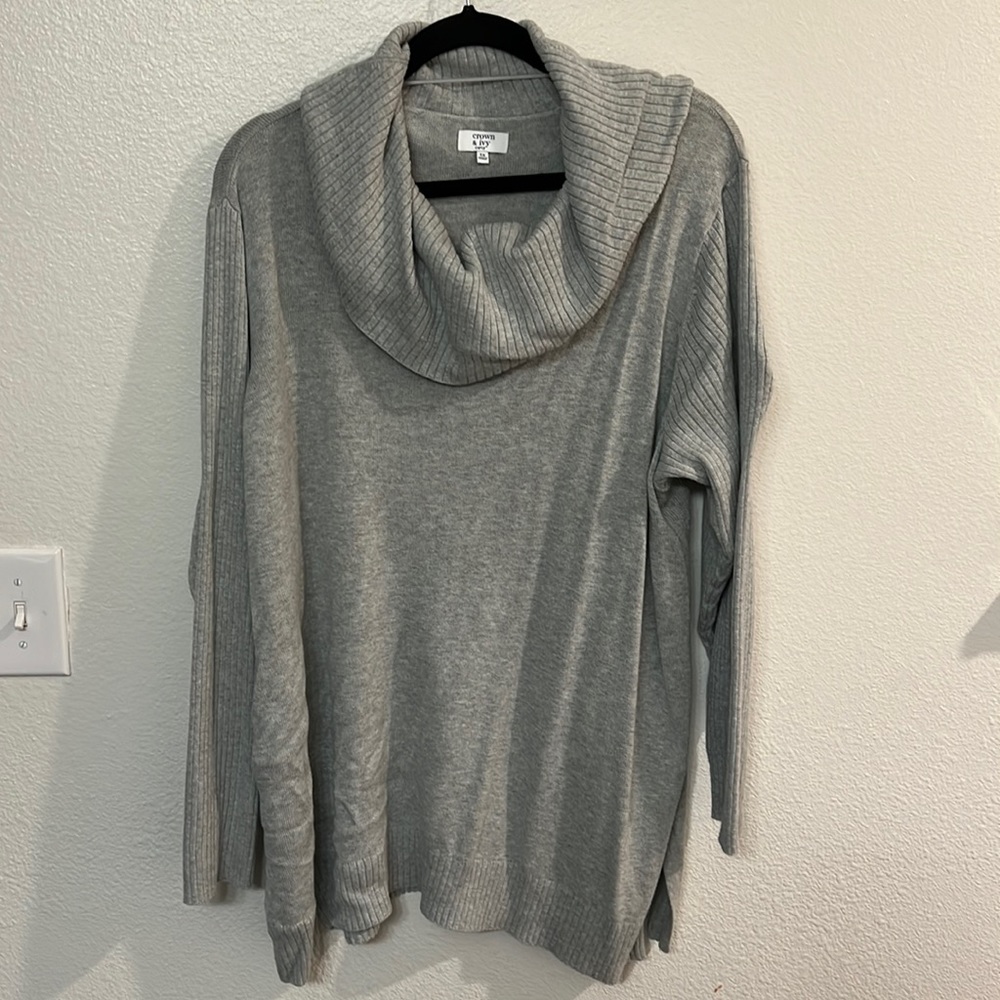 Crown and Ivy grey cowl neck sweater 3X